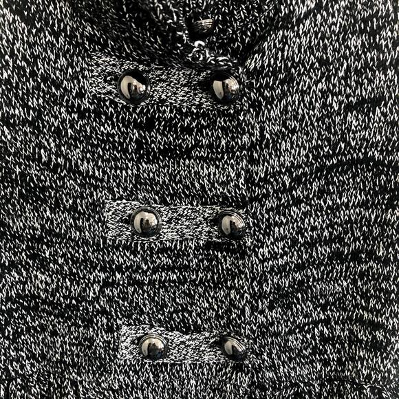 Style & Co Double Breasted Gray Black‎ Mottled Long Mock Neck Cardigan Size XS - Picture 2 of 9